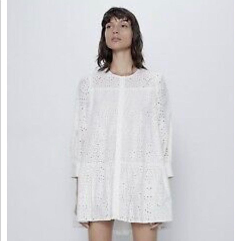 Zara white eyelet shirtdress